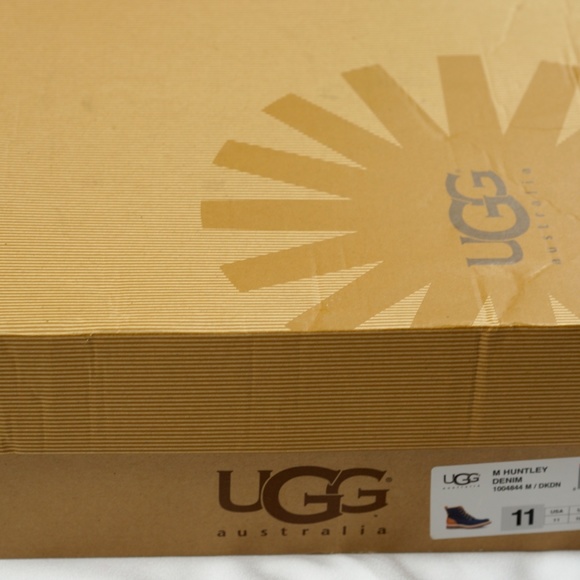 Men\'s UGG HUNTLEY Blue Denim Boots 11 Navy Leather 1004844 2 Sets Lace NEW BOX main image 11
